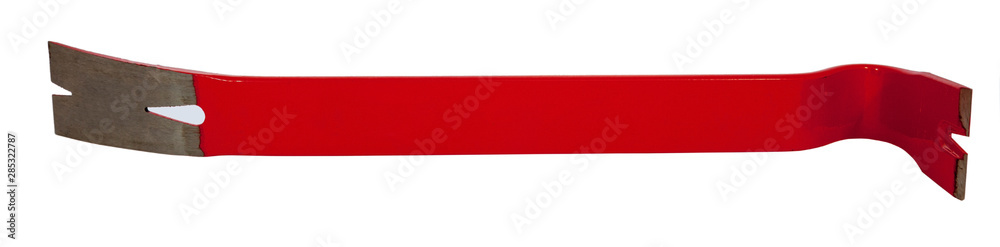 New red crowbar isolated on white background.