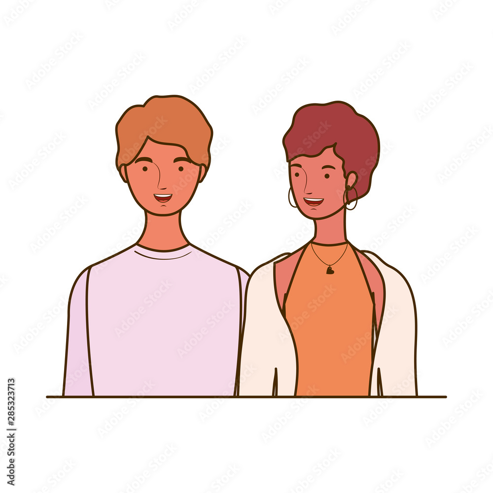 couple of people smiling on white background couple of people smiling on white background