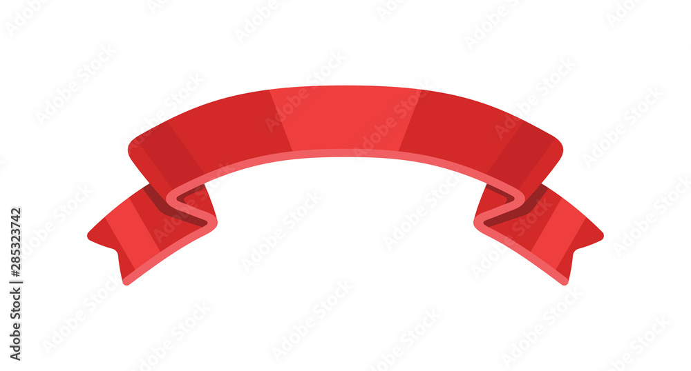 Red ribbon icon isolated on white background.
