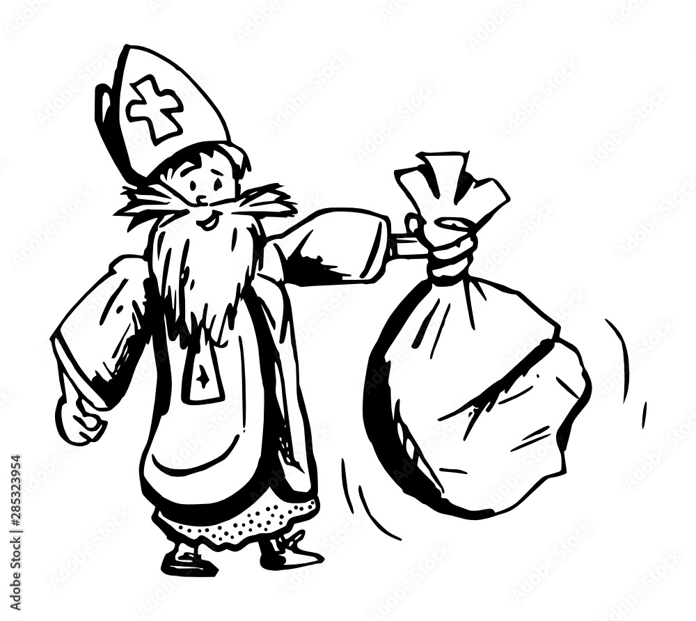 Fototapeta premium Sinterklaas holding a bag filled with presents