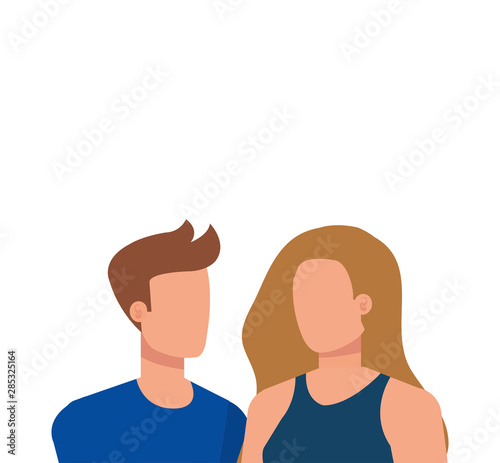 young lovers couple avatars characters