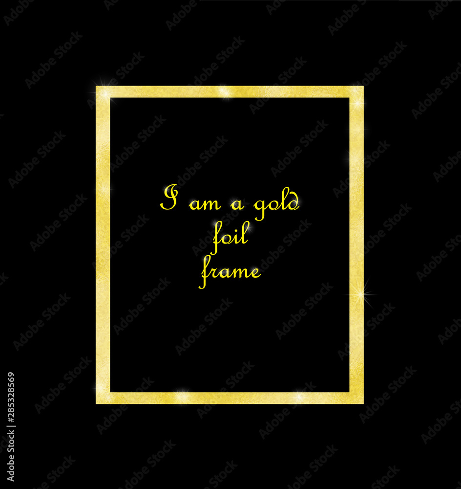 Golden frame made of glod foil. Desgin element for presentation, flyer