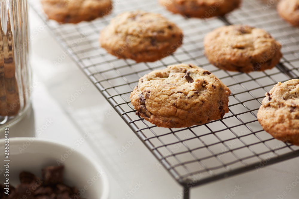 Macro of chocolate chip cookies. Macro of chocolate chip cookies.