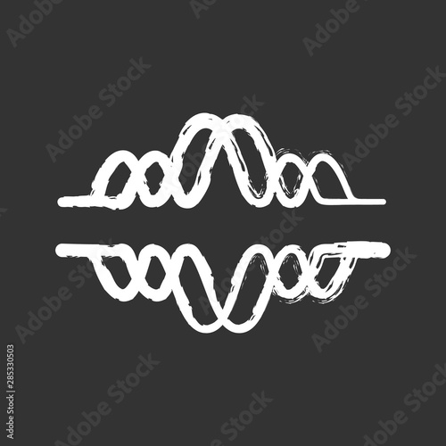 Overlapping waves chalk icon. Voice recording, radio signal. Abstract music frequency level. Noise, vibration amplitude. Digital sound waves, abstract waveform. Isolated vector chalkboard illustration