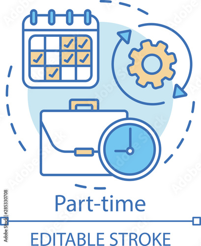 Part-time concept icon. Temporary, short-term employment idea thin line  illustration. Job recruitment. Reduced work schedule, flexible timetable.  Vector isolated outline drawing. Editable stroke vector de Stock | Adobe  Stock