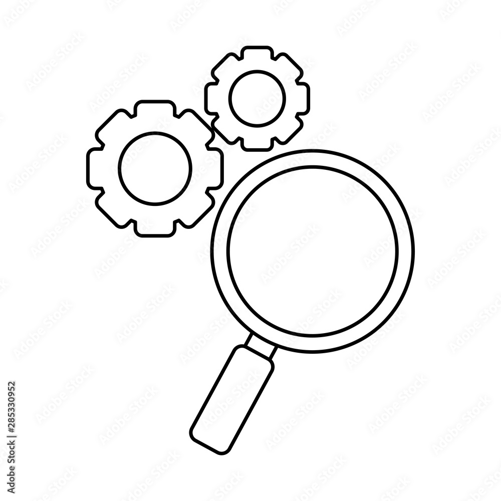 search magnifying glass with gears search magnifying glass with gears