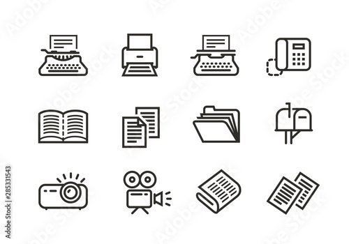 Business line icons set. Collection vector black outline logo for mobile apps web or site design