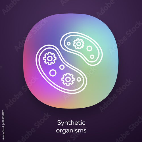 Synthetic organisms app icon. Engineering bacteria. Single celled organisms. Protozoans. Biotechnology. Bioengineering. UI/UX user interface. Web or mobile application. Vector isolated illustration