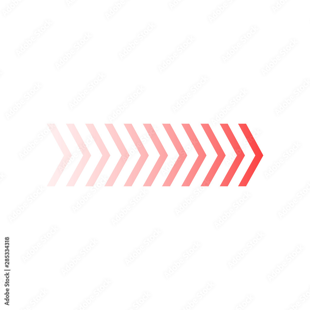 Fade chevron arrows right, vector illustration isolated on white background.