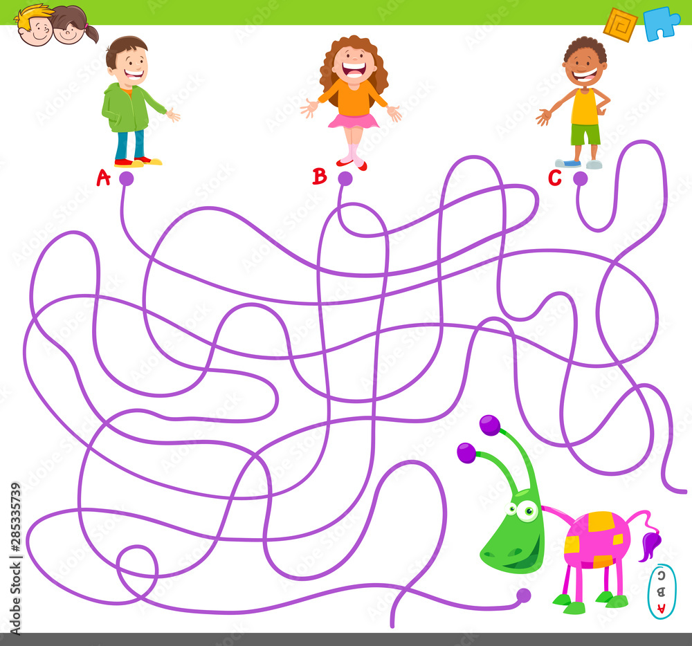maze game with children and toy maze game with children and toy