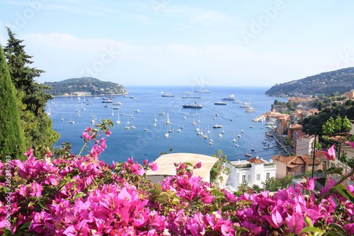 Boats and cruise ship in the bay of Villefranche, French riviera
