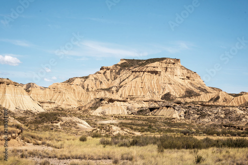 Desertic landscape in Bardenas Reales of Navarra  Spain .
