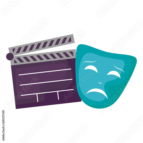 clapboard cinema with theater mask