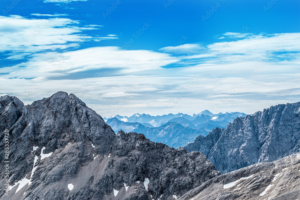 view from the top of Zugspitze - mountain in the alps