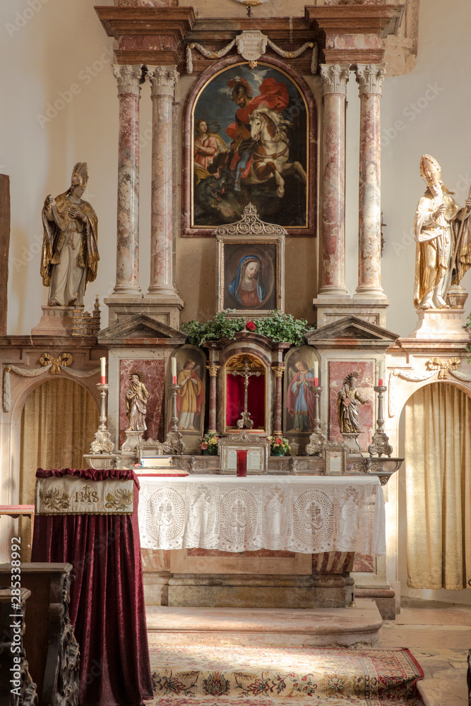 Catholic church Altar, with icons and sculptures