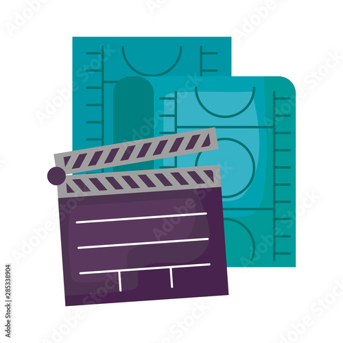 clapboard cinema with tape isolated icon