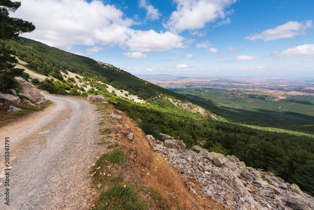 Rural pathway in moncayo mountain, Aragon region, Spain. Natural environment in summer season .
