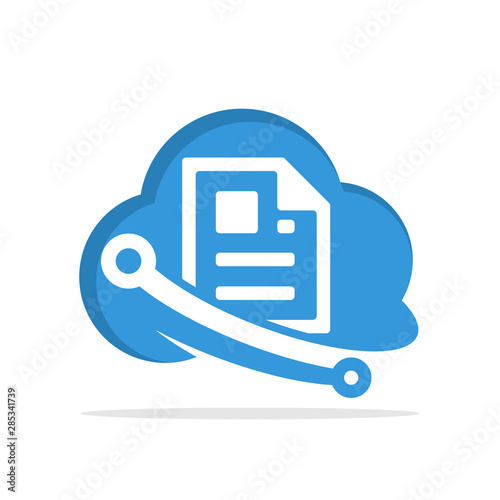 Illustrated icons with the concept of document management based on cloud computing technology