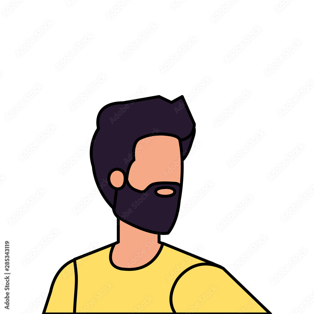 young and casual man with beard character young and casual man with beard character