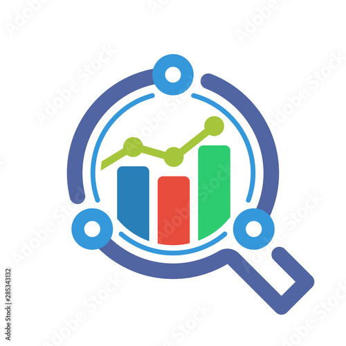 Illustrated icon with the concept of a smart tech business analysis system