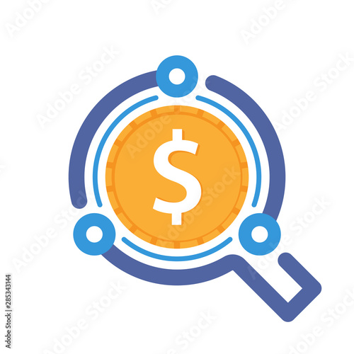 Illustrated icon with the concept of a smart tech financial audit system