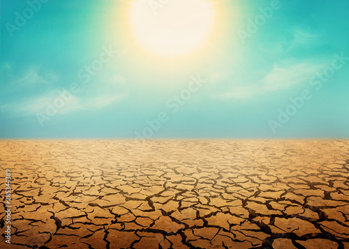 Global warming concept. Desert landscape background.