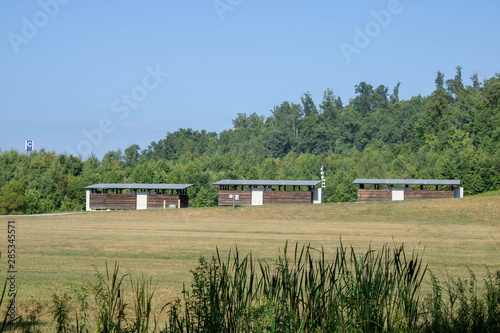Three shower houses at Bechtel Summit Reserve during the 24th World Scout Jamboree