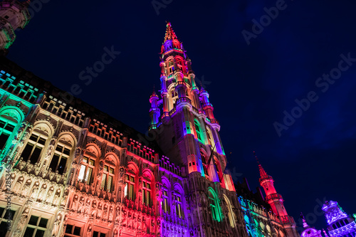 Brussels Grand Place by night and its colour show