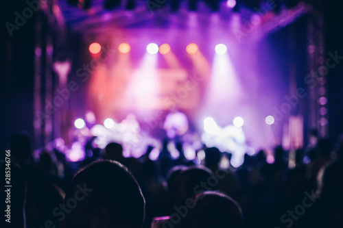 Crowd enjoying concert at festival dancing and partying