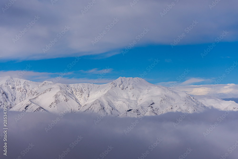 aerial view of mountains of snow-capped andes mountains