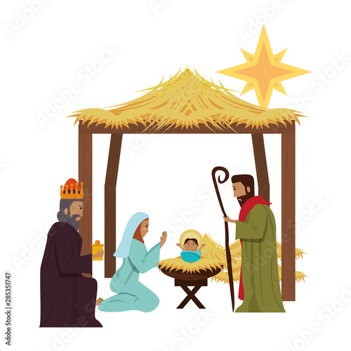 merry christmas nativity christian cartoon