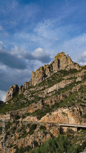 Rugged butte on a ridge overlooking the Catalina Highway en route to Mt. Lemmon in the Santa Catalina Mountains above Tucson, Arizona, also known as Mount Lemmon Highway and Hitchcock Highway