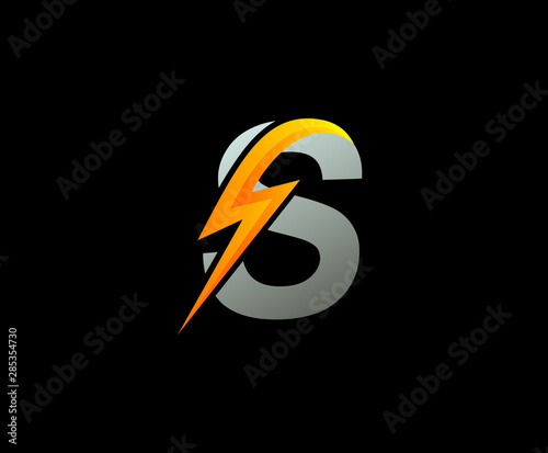 Letter S thunder power shape logo icon, flash icon.