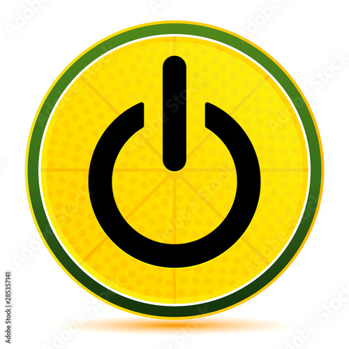 Power icon lemon lime yellow round button illustration