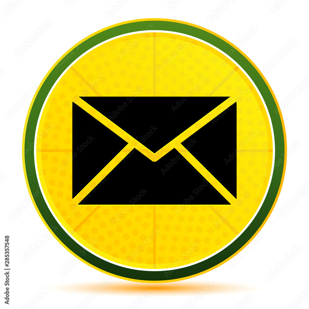 Email icon lemon lime yellow round button illustration Email icon lemon lime yellow round button illustration