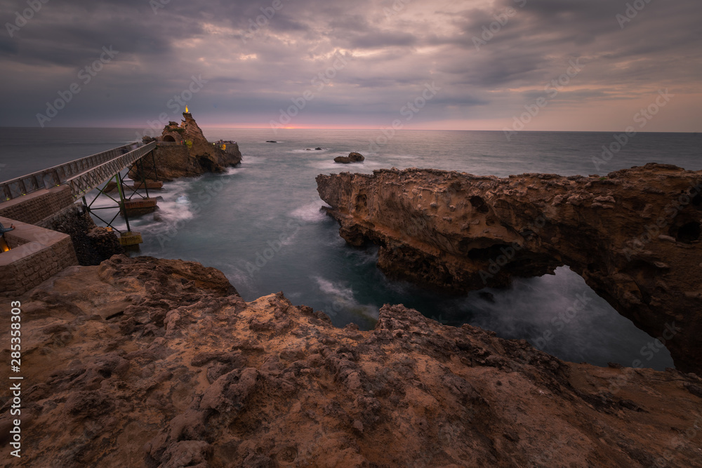 Coastline from Biarritz at a summer sunset, Basque Country.