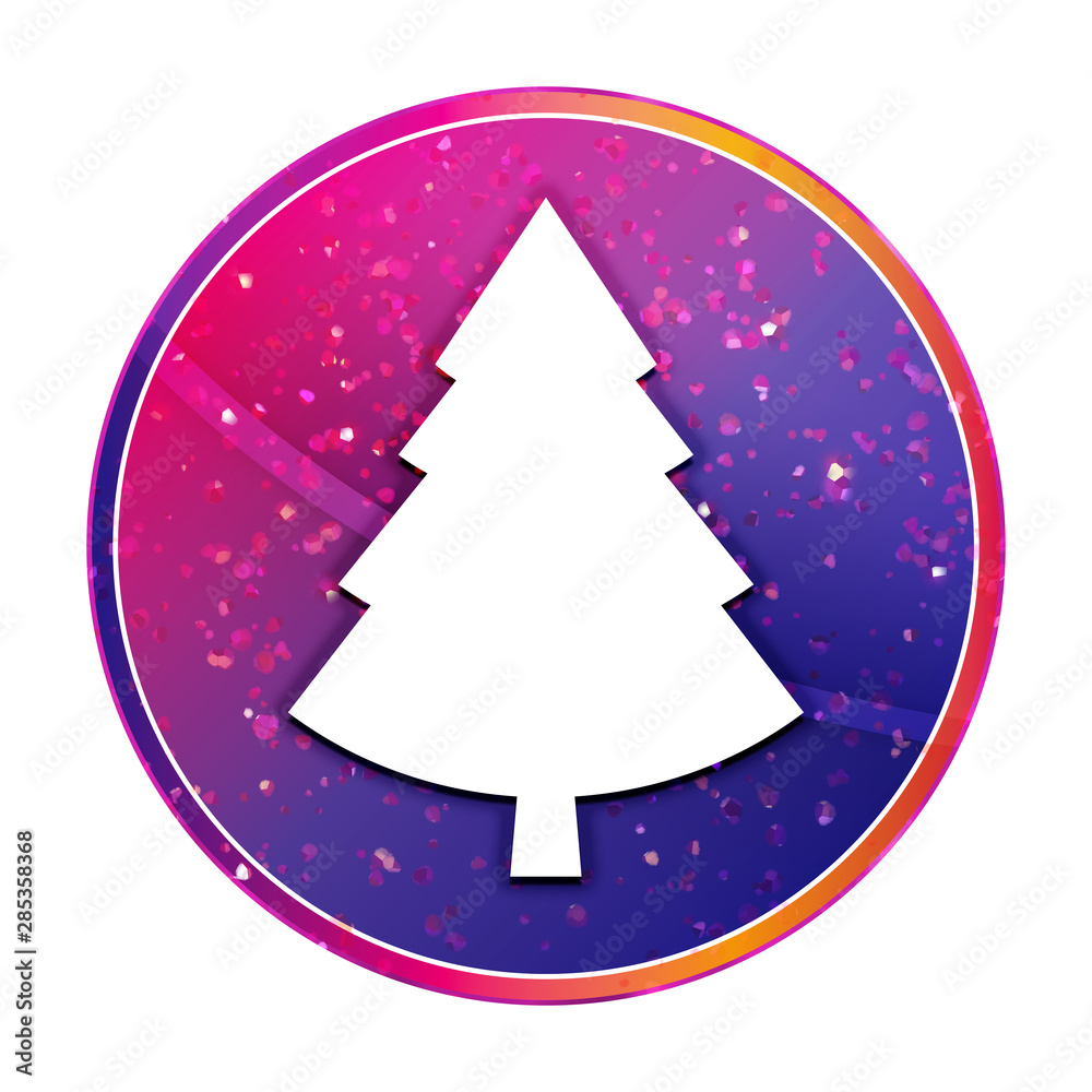 Evergreen conifer pine tree icon creative trendy colorful round button illustration