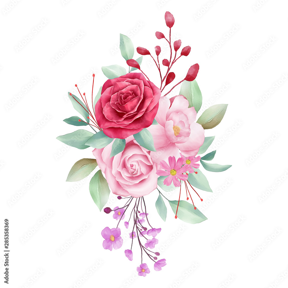 Beautiful flowers bouquet for wedding or greeting cards element vector