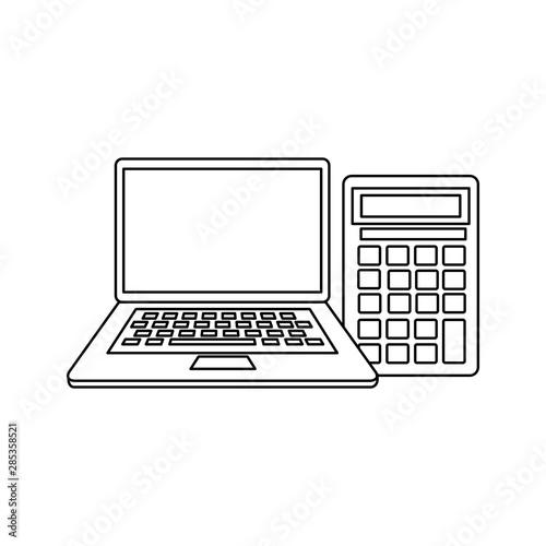 calculator math and laptop devices