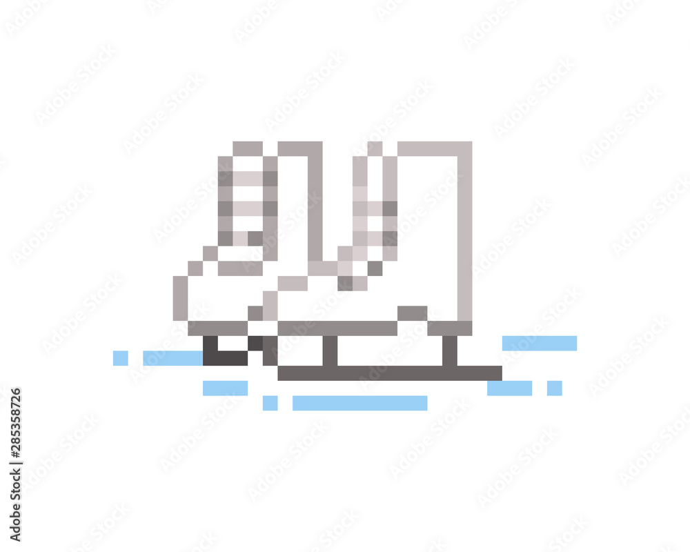 Pair of white ice skates, pixel art sport icon isolated on white  background. 8 bit figure skating logotype. Old school vintage retro slot  machine/video game graphics. Stock Vector | Adobe Stock