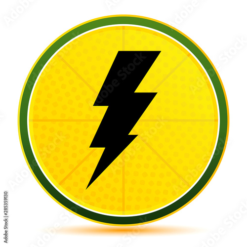 Fototapeta Naklejka Na Ścianę i Meble -  Lightning icon lemon lime yellow round button illustration