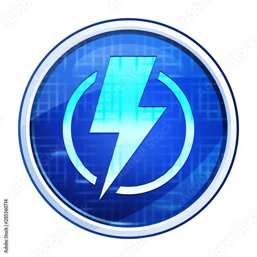 Free Download Lightning bolt icon futuristic blue round button vector illustration - GFXLoad