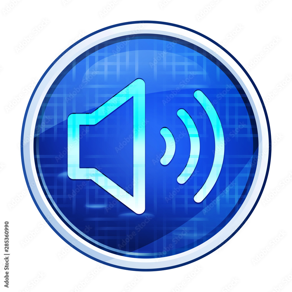 Volume speaker icon futuristic blue round button vector illustration