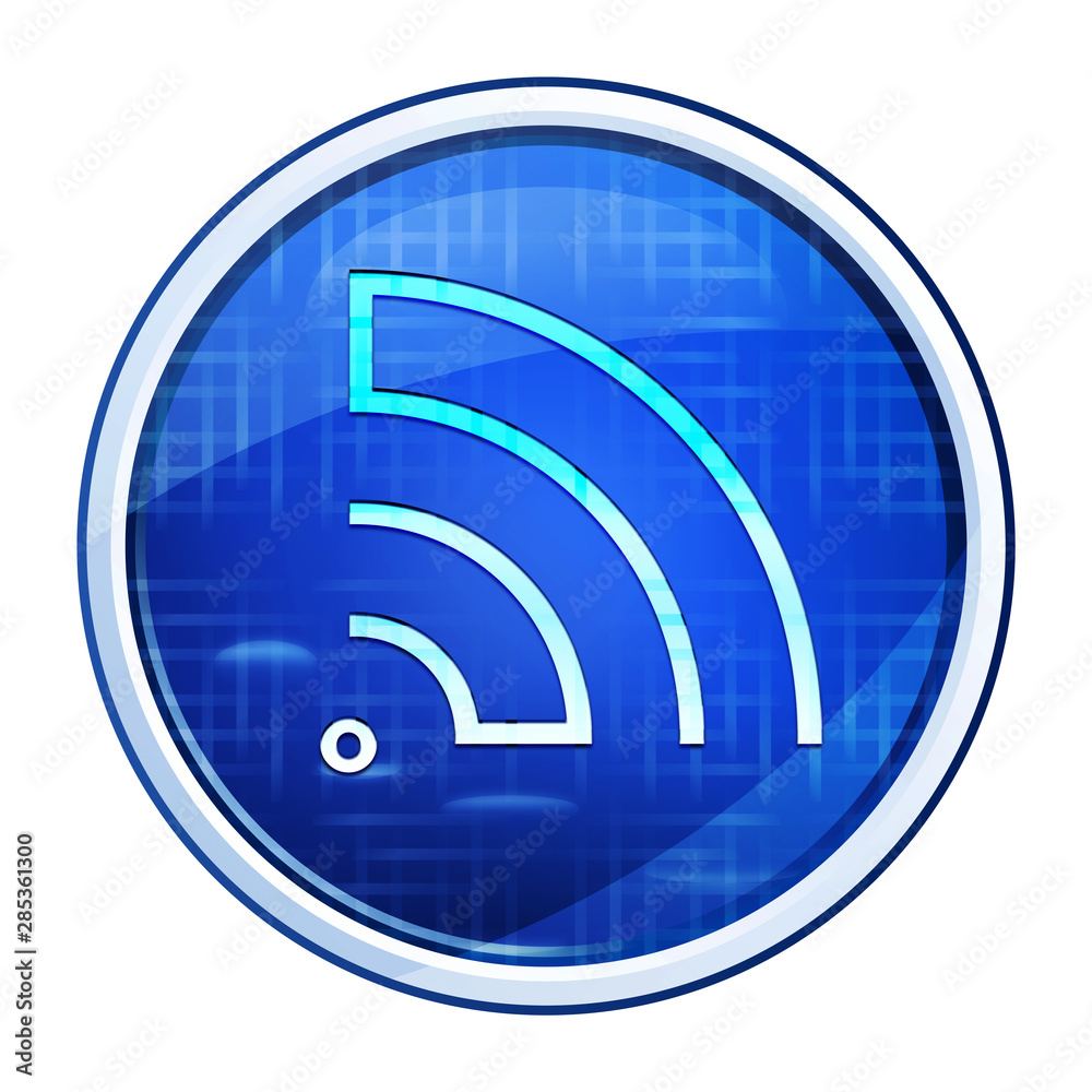 RSS Feed icon futuristic blue round button vector illustration RSS Feed icon futuristic blue round button vector illustration