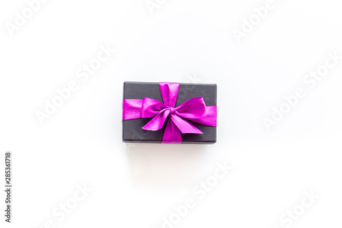 box for gifts on white background top view mock up