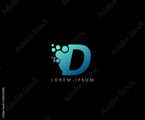 Dotted D Letter Logo. D Letter Design with dot shape ,perfect for technology,software, network, lab and science brand.