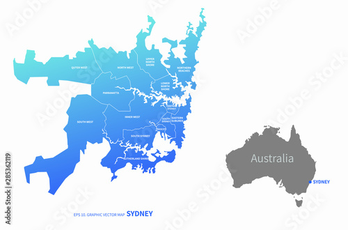 graphic vector map of oceania