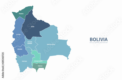 bolivia map. graphic vector map of south america