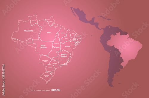 graphic vector map of south america
