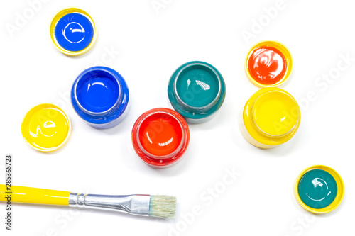 Wallpaper Mural Jars of colored paint and brush Torontodigital.ca